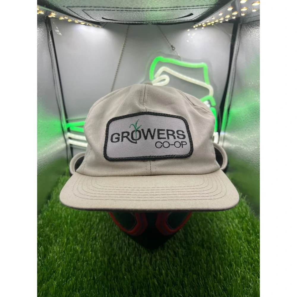 Growers Co-op Bucket Hat Tan Khaki Embroidered Patch‎ Sun Hat Mens One Size